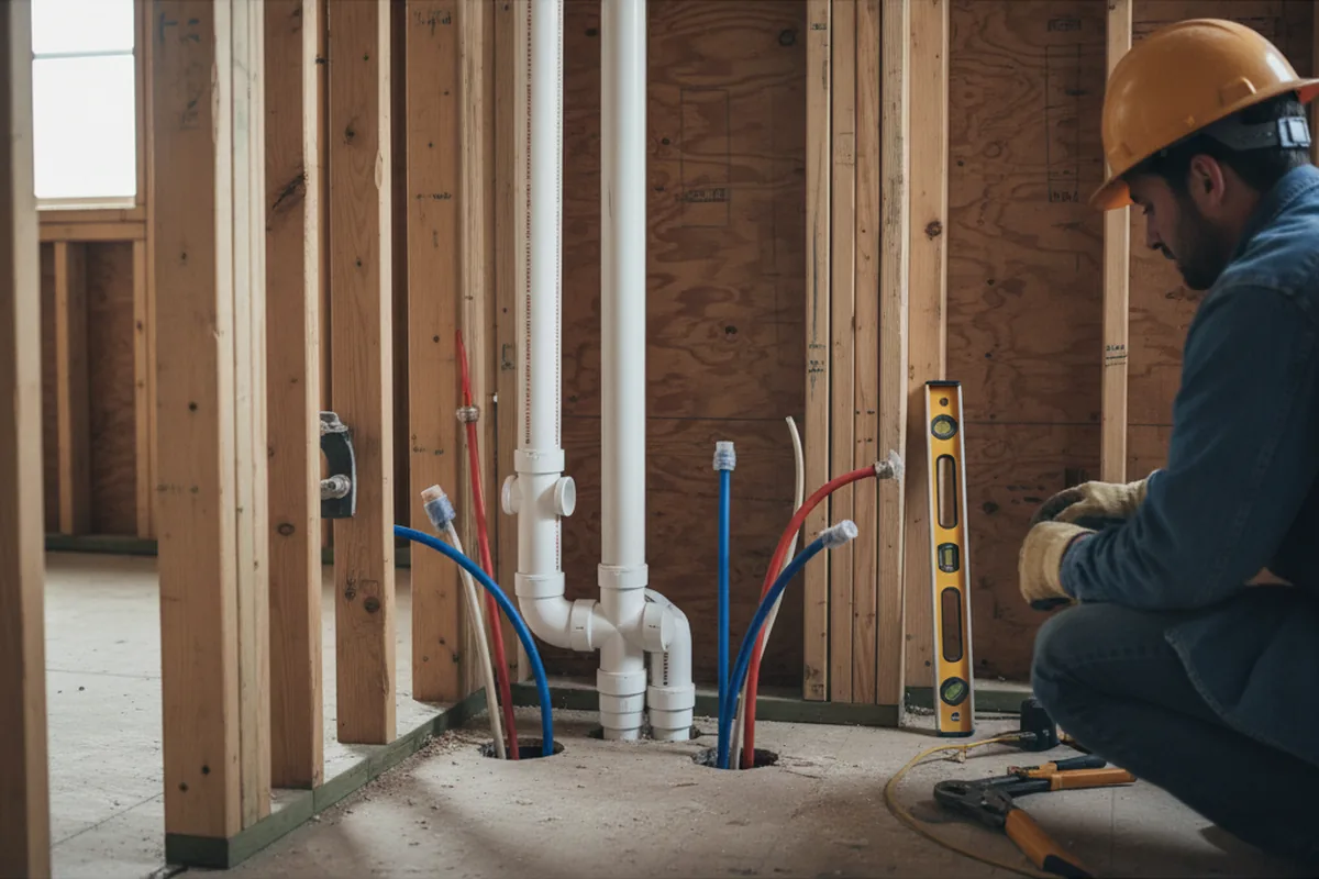 Drain and supply rough-in during Leak Detection in Wantagh