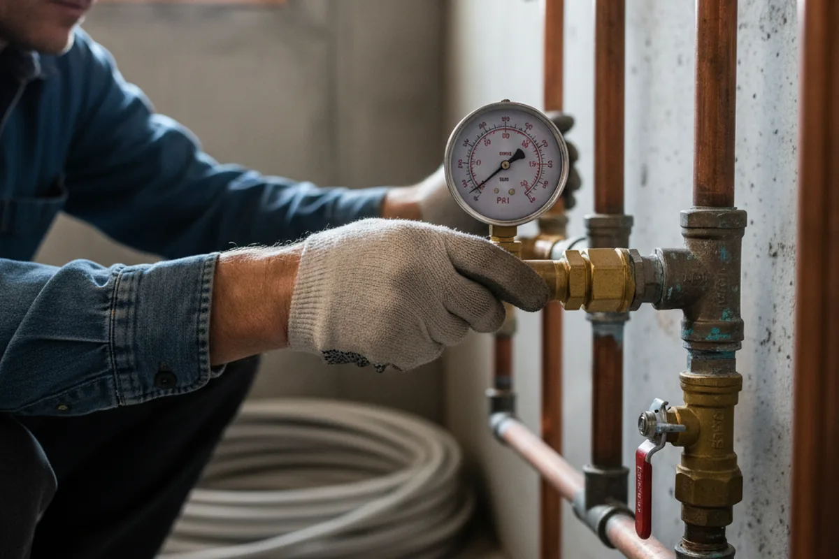 Pressure testing a repaired line during Water Line Repair in Wantagh